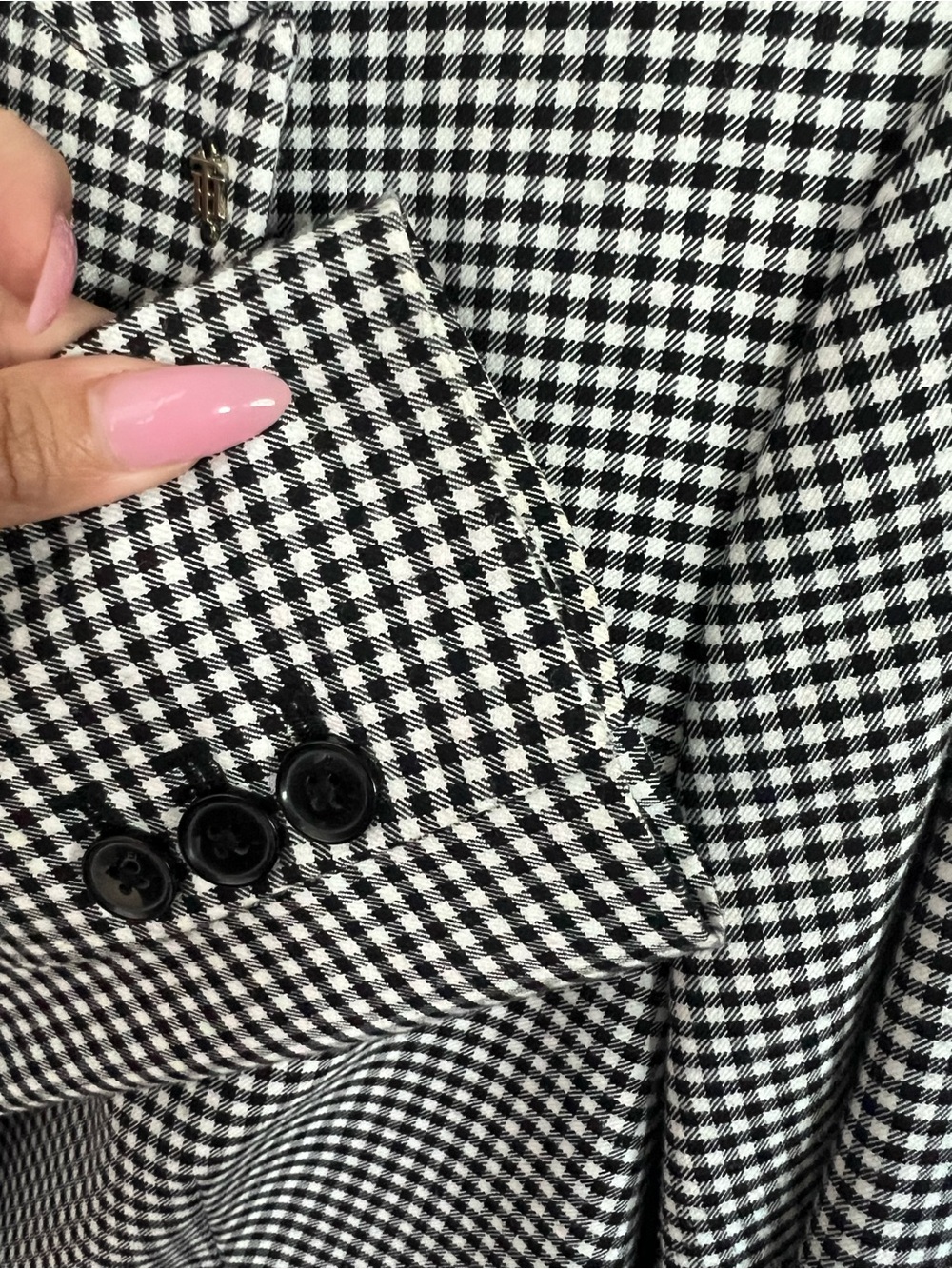 Tommy Hilfiger Black and White Houndstooth Long Blazer - Picture 5 of 6